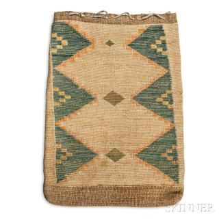 Appraisal: Plateau Corn Husk Bag c each side with different polychrome