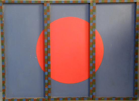 Appraisal: Peter Schmidt - German abstract composition triptych of a red