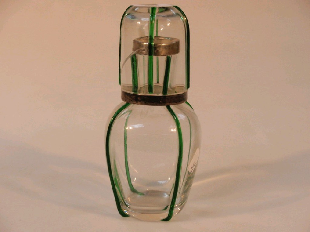 Appraisal: A late thC glass carafe and tumbler each with applied