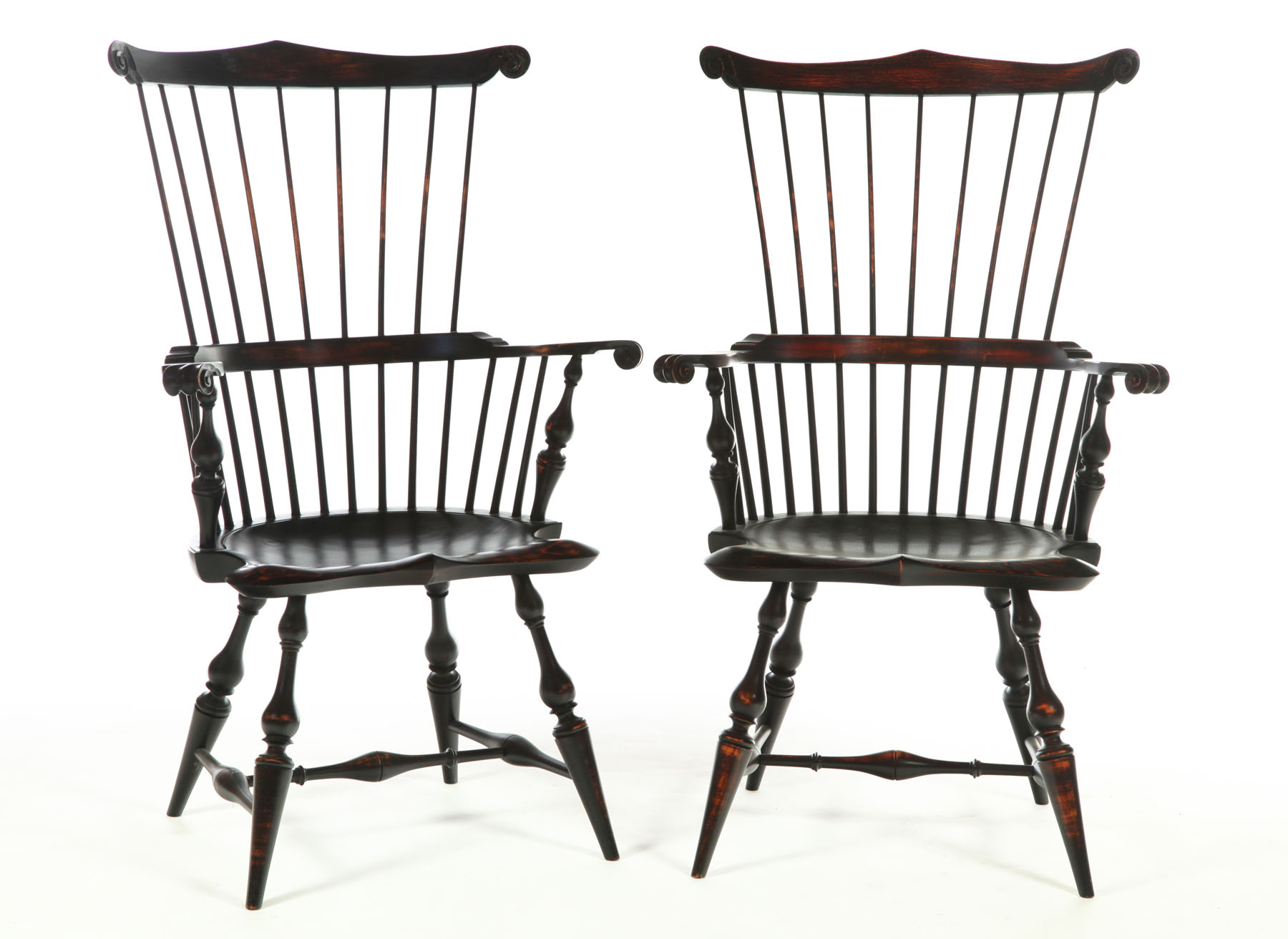 Appraisal: PAIR OF COMB-BACK WINDSOR ARMCHAIRS D R Dimes New Hampshire