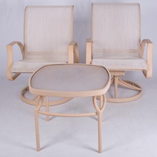 Appraisal: Tropitone Pair of Patio Chairs Side Table Pair of Tropitone