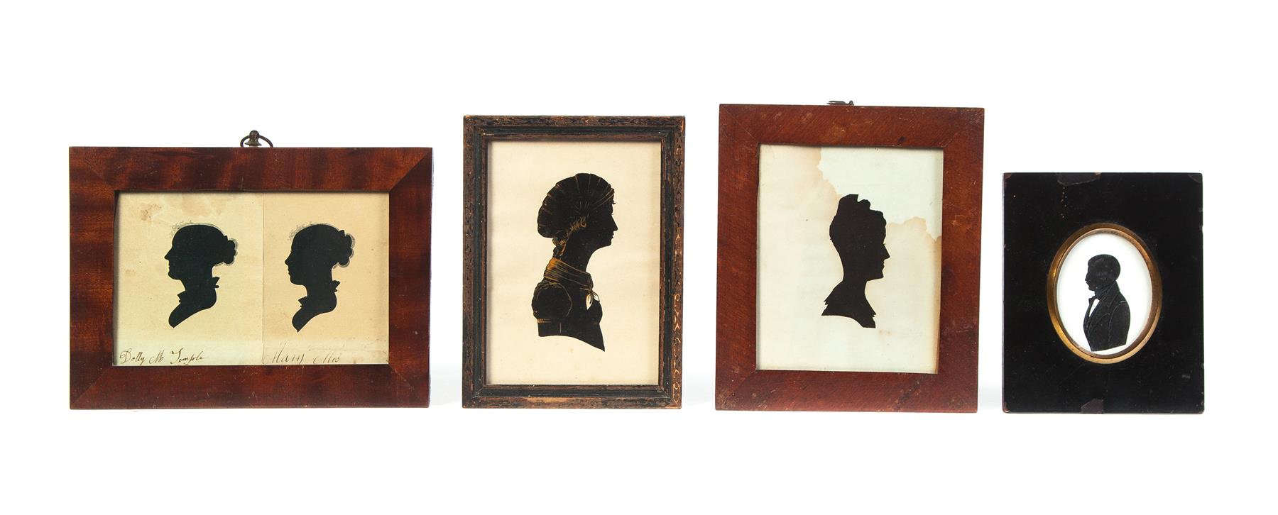 Appraisal: FOUR FRAMED SILHOUETTES American st half - th century Two