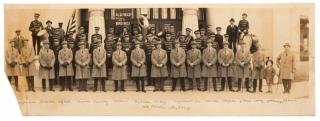 Appraisal: Two Circus Cast Groups Two sepia-toned panoramic photographs of circus