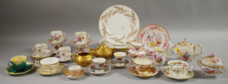 Appraisal: Forty-one Pieces of Gilt and Floral-decorated Porcelain Tableware including a