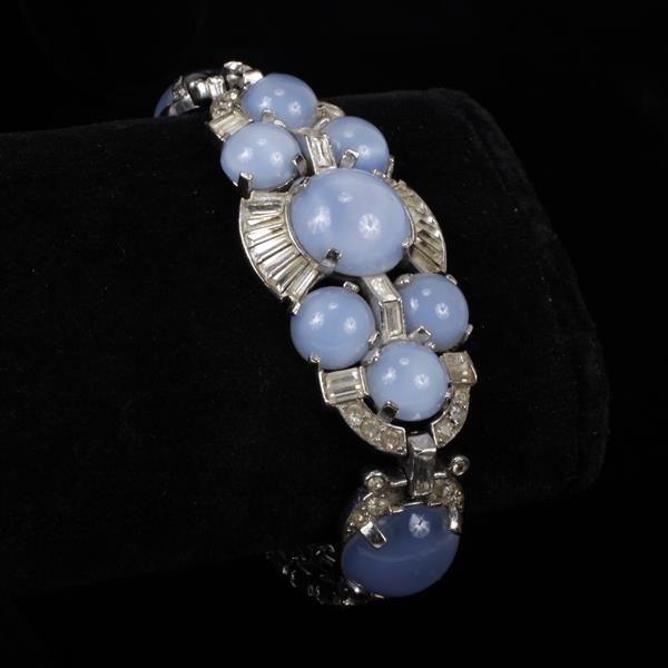 Appraisal: Boucher Blue Moonstone Cabochon and Colorless Diamante Bracelet