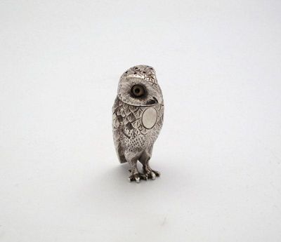 Appraisal: A late-Victorian silver novelty owl pepper pot by Hawksworth Eyre