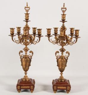 Appraisal: TH C PAIR OF FRENCH DORE BRONZE LIGHT CANDELABRA HAVING