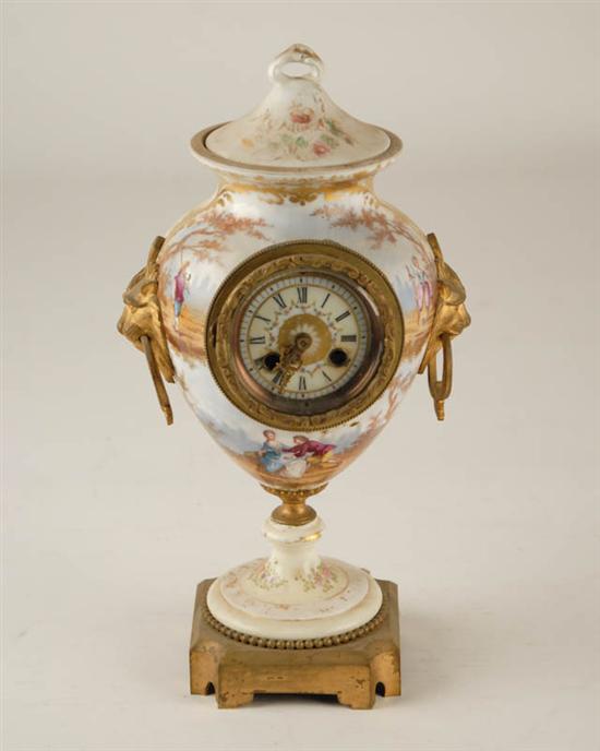 Appraisal: An E th C Ormolu Mounted Porcelain Mantle Clock unmarked