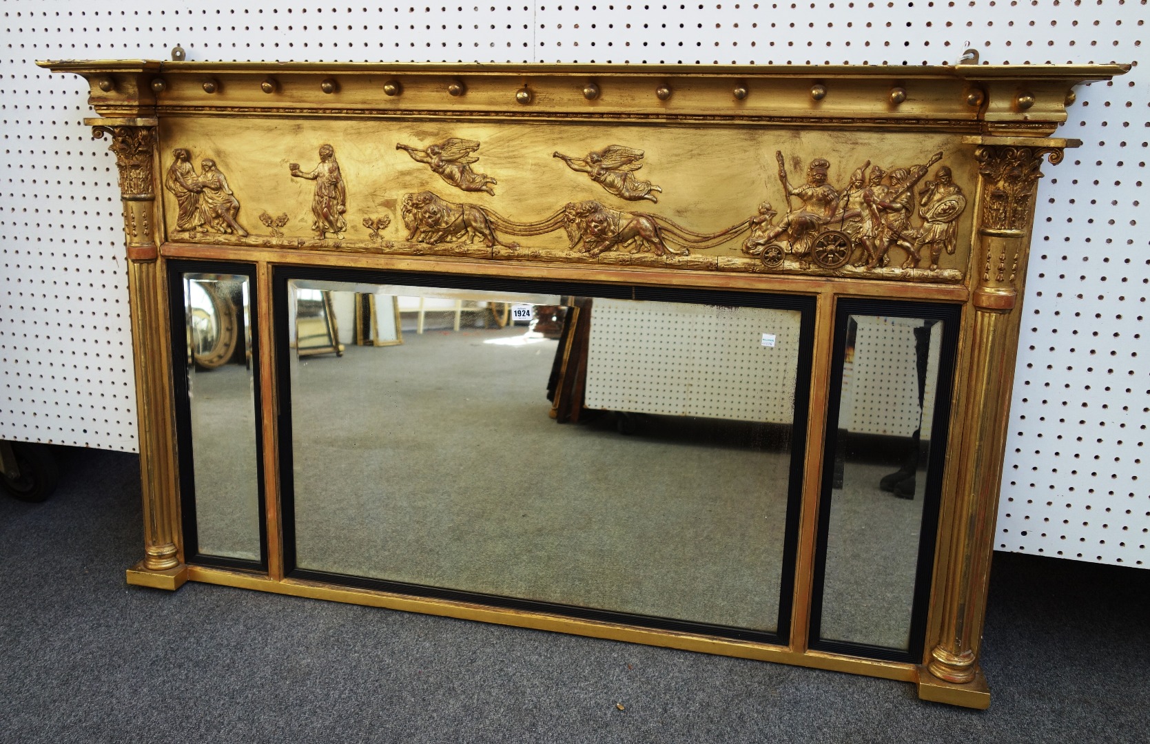 Appraisal: A Regency gilt framed triple plate over mantel mirror the