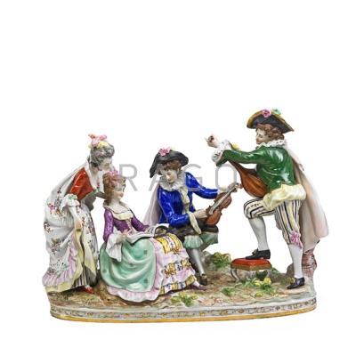 Appraisal: GERMAN PORCELAIN FIGURES Musicians playing for a group of ladies