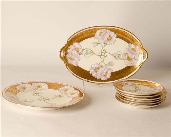 Appraisal: An Eight Piece Haviland Limoges Handpainted Dessert Service the floral