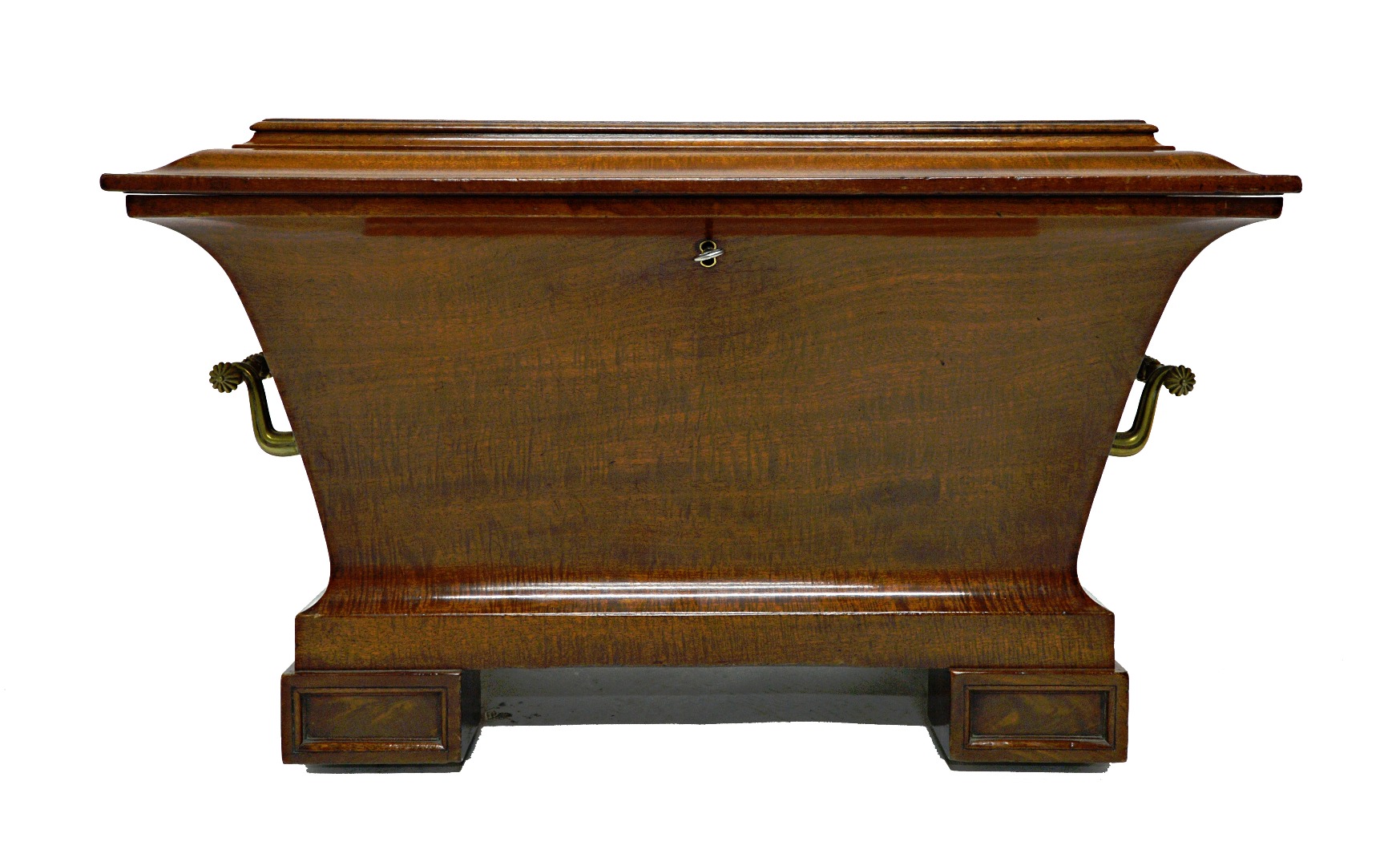 Appraisal: A Regency mahogany sarcophagus shaped wine cooler on block supports