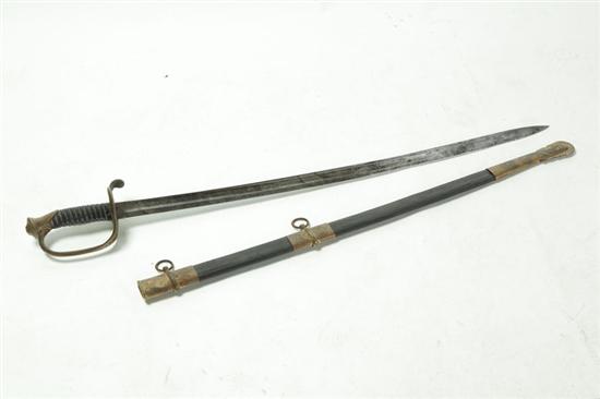 Appraisal: MODEL STAFF AND FIELD OFFICER'S SWORD Unmarked with engraved blade