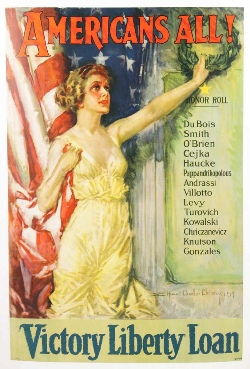 Appraisal: 'Americans All Victory Liberty Loan'' Poster Professionally cleaned linen backed