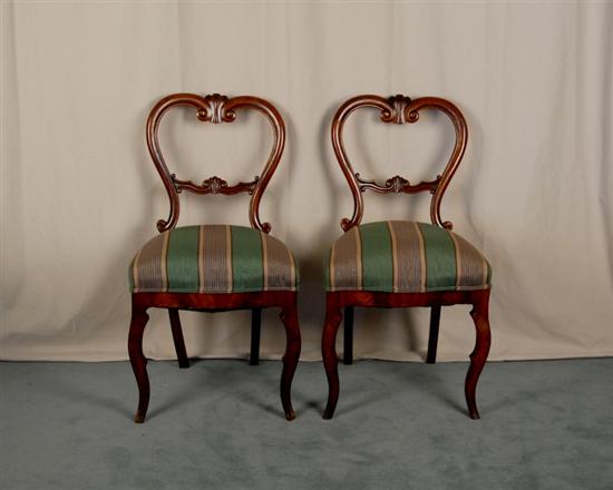 Appraisal: Set of Four Balloon-back Side Chairs upholstered seats cabriole legs