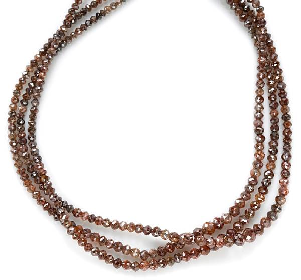 Appraisal: A colored diamond bead necklace featuring red-brown diamond beads estimated