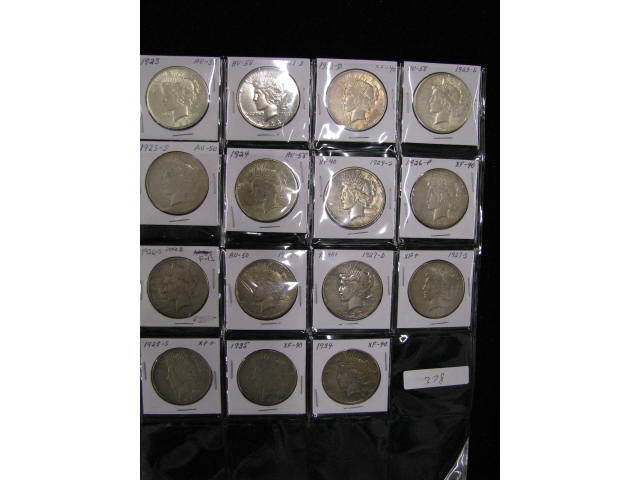 Appraisal: Peace Silver Dollars to fine to AU