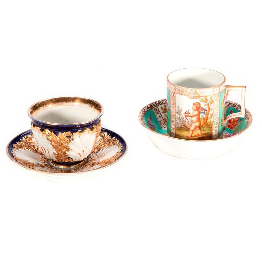 Appraisal: Blue and Gold Meissen Cup and Saucer and a Dresden