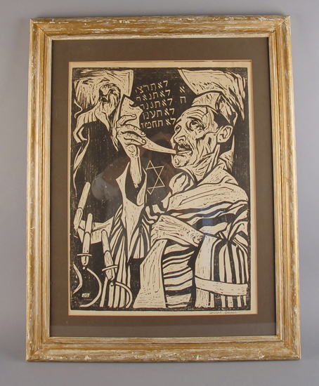 Appraisal: Joseph Grosse Woodblock Print of a Rabbi Listed New York