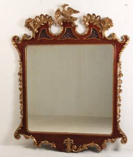 Appraisal: ENGLISH CHIPPENDALE STYLE CARVED MAHOGANY MIRROR LARGE ENGLISH CHIPPENDALE STYLE