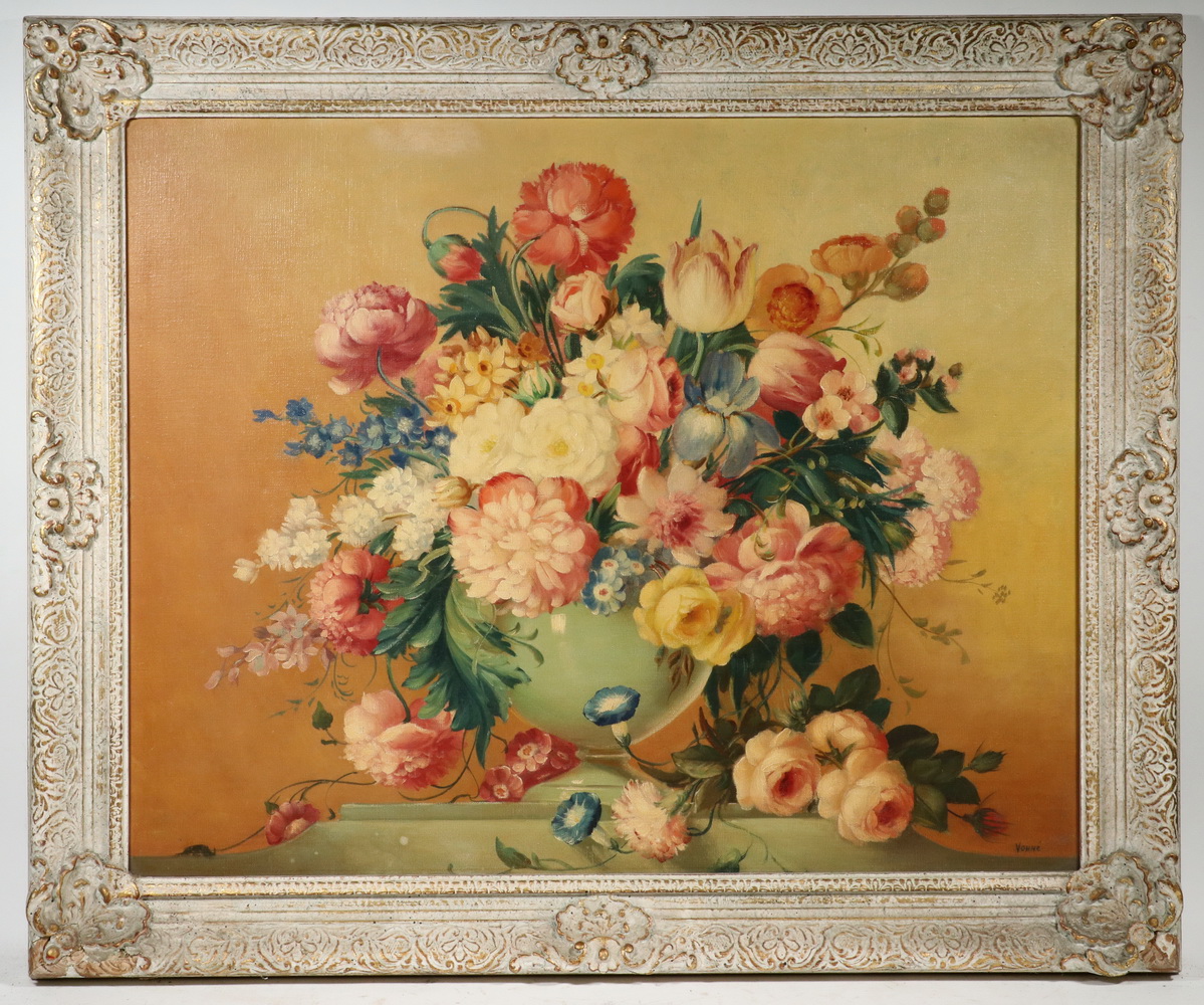 Appraisal: MARY VONNE US TH C Floral Still Life Bouquet oil