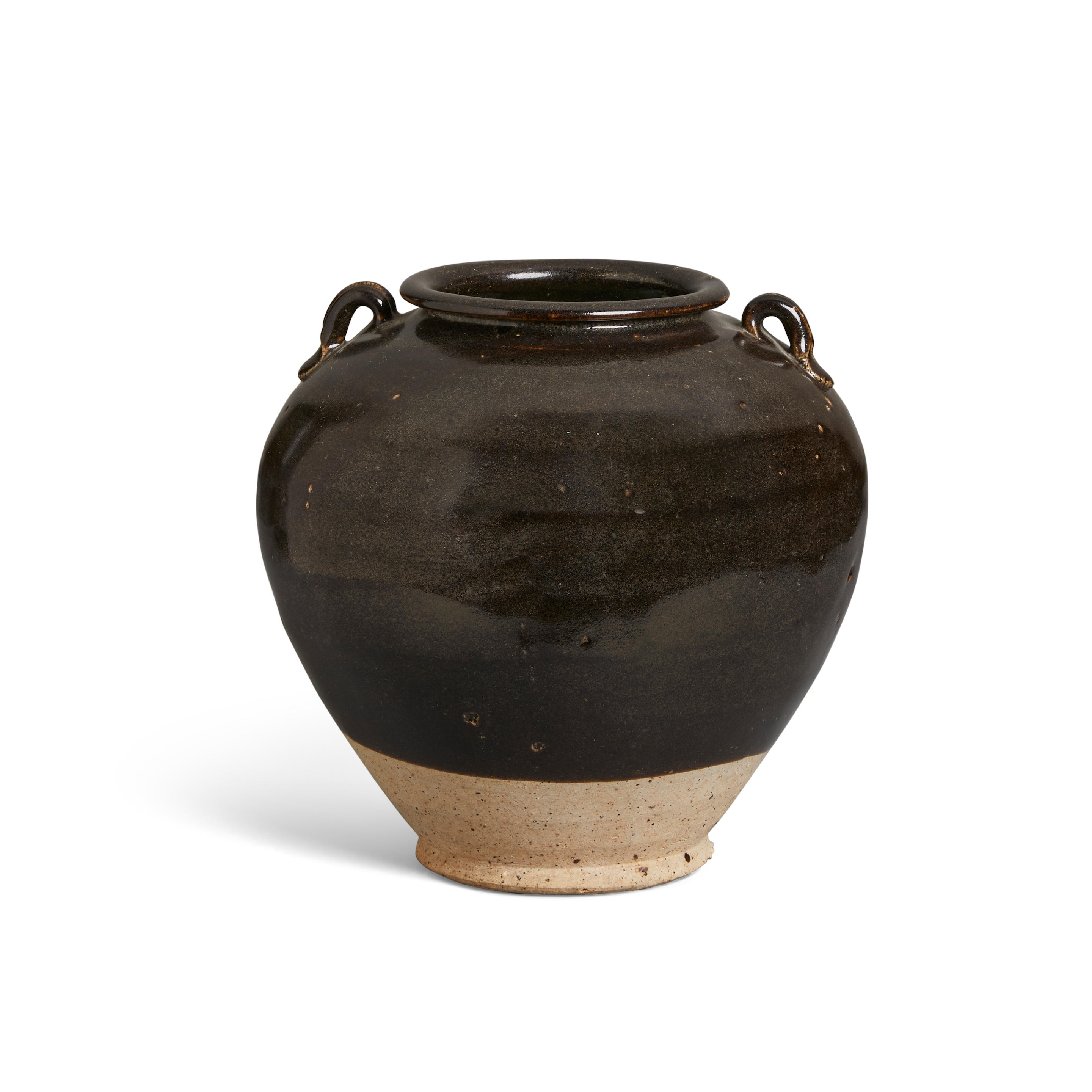 Appraisal: A BROWN-GLAZED HANDLED JAR Tang dynasty Tang dynasty The globular