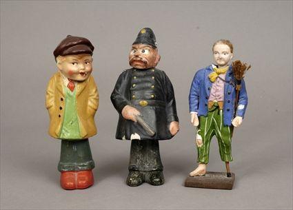 Appraisal: Three Papier-M ch Bobbing-Head Figures to in