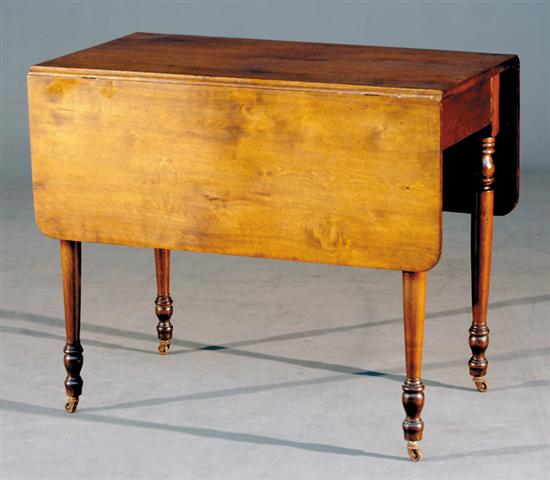 Appraisal: Country Sheraton mahogany drop-leaf table late th century rectangular top