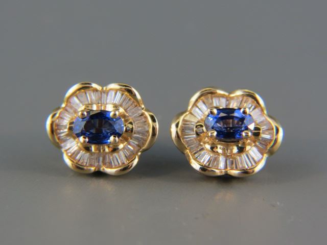 Appraisal: Sapphire and Diamond Earrings fine oval blue sapphires totaling carats