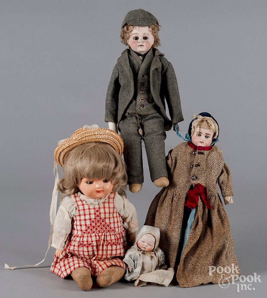 Appraisal: Four dolls Four dolls to include a German boy stamped