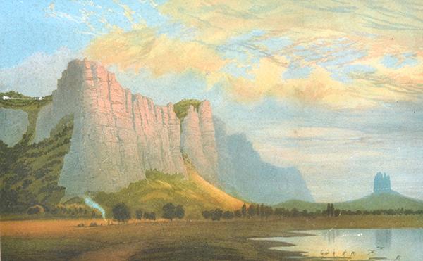 Appraisal: NICHOLAS CHEVALIER - Mount Arapiles and Mitre Rock chromolithograph NICHOLAS