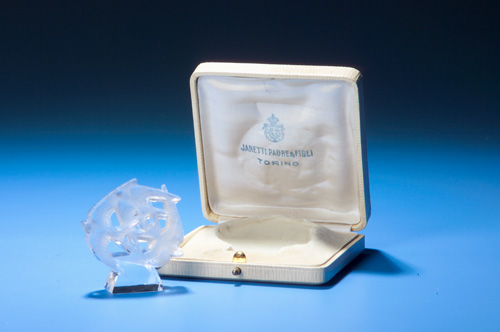 Appraisal: R LALIQUE Letter Seal Hirondelles clear and frosted in original