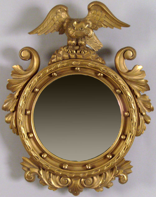 Appraisal: Pair of giltwood convex mirrors h