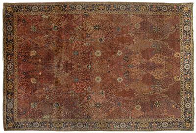 Appraisal: Indo-Persian carpet detailed compartments with floral bouquets on faded red