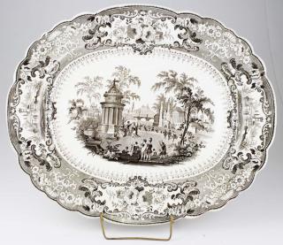 Appraisal: th brown scenic transferware porcelain platter by T Mayer Stoke-Upon-Trent