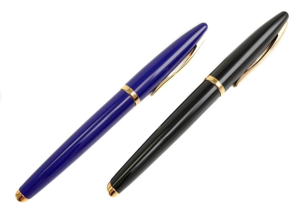 Appraisal: Waterman Carene fountain pens black blue hi gloss lacquer gold