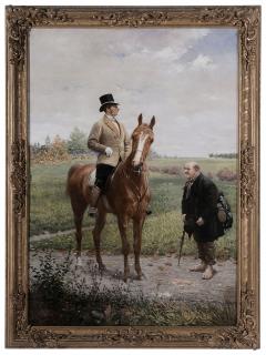 Appraisal: German School th century A Gentleman on Horseback Meeting a