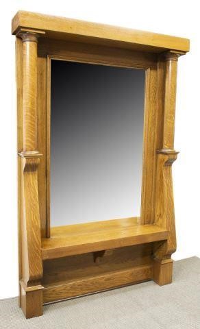 Appraisal: Large American tiger oak pier console mirror c having beveled