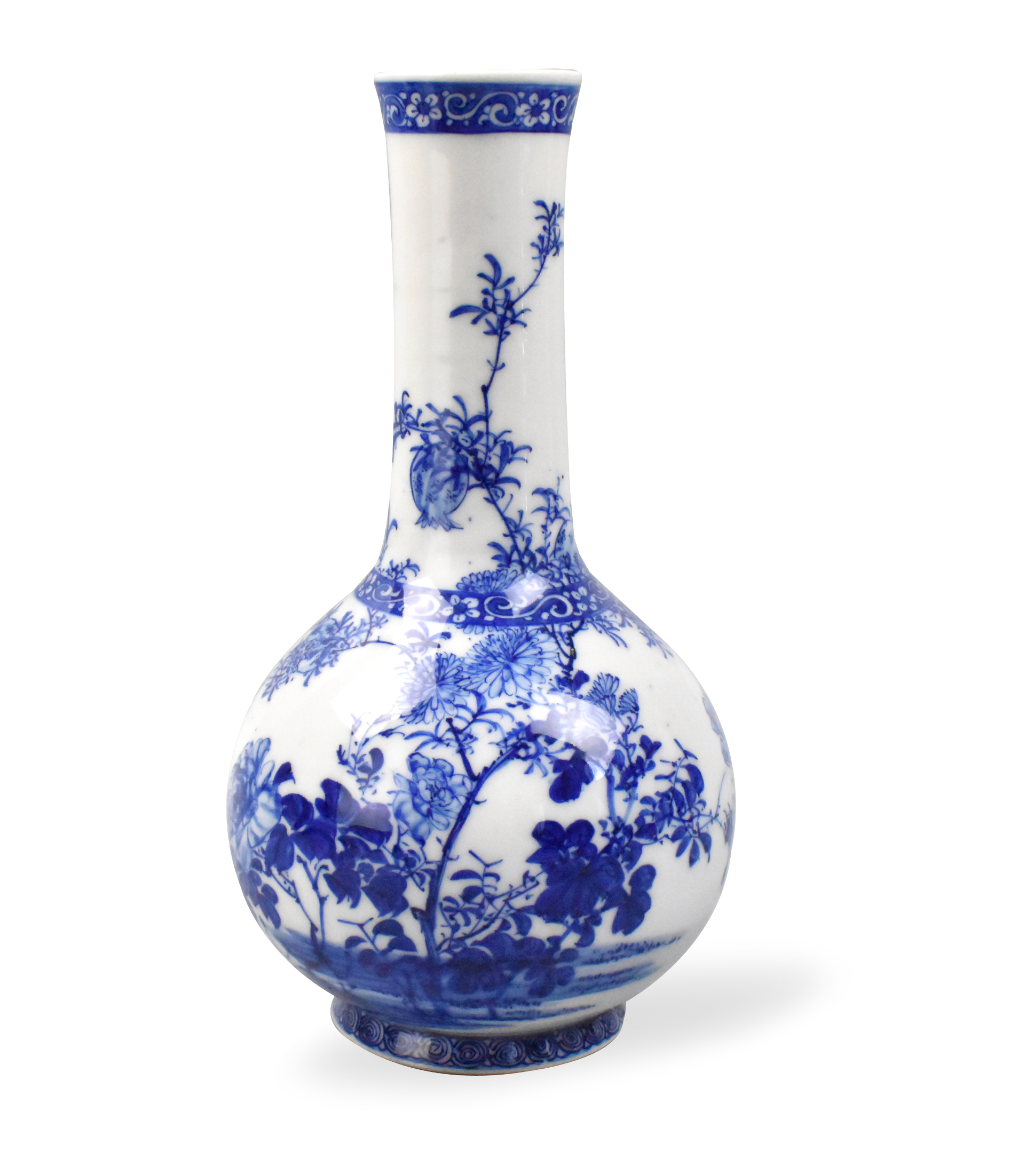 Appraisal: A Chinese blue white vase with birds and flowers dating