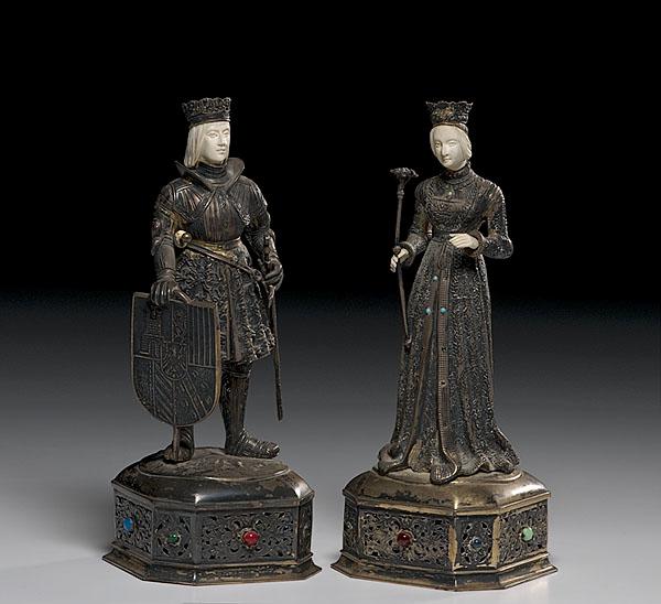 Appraisal: SILVER GILT AND IVORY FIGURES OF KING PHILLIP V MARIA