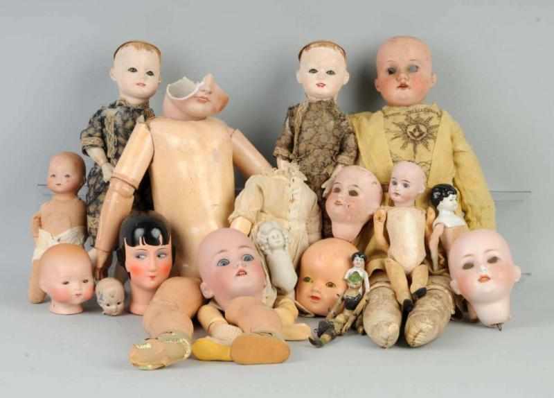 Appraisal: Lot of Miscellaneous Dolls Parts Description Perfect H Handwerck bisque