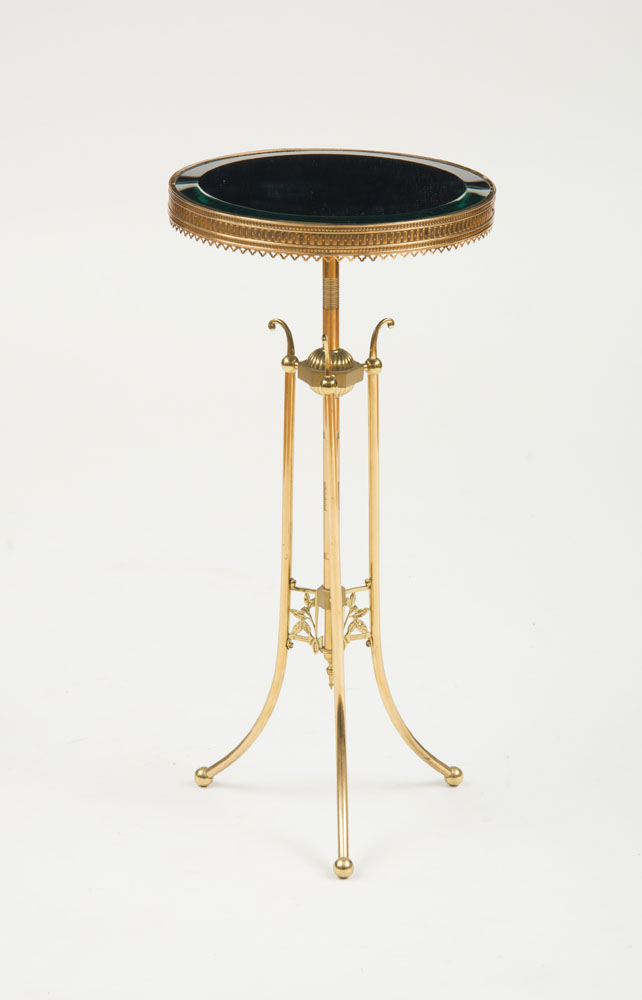 Appraisal: AMERICAN AESTHETIC MOVEMENT BRASS TABLE With mirror top circa x