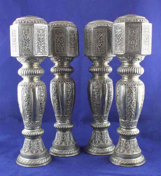 Appraisal: A set of four Indian white metal coffee table legs