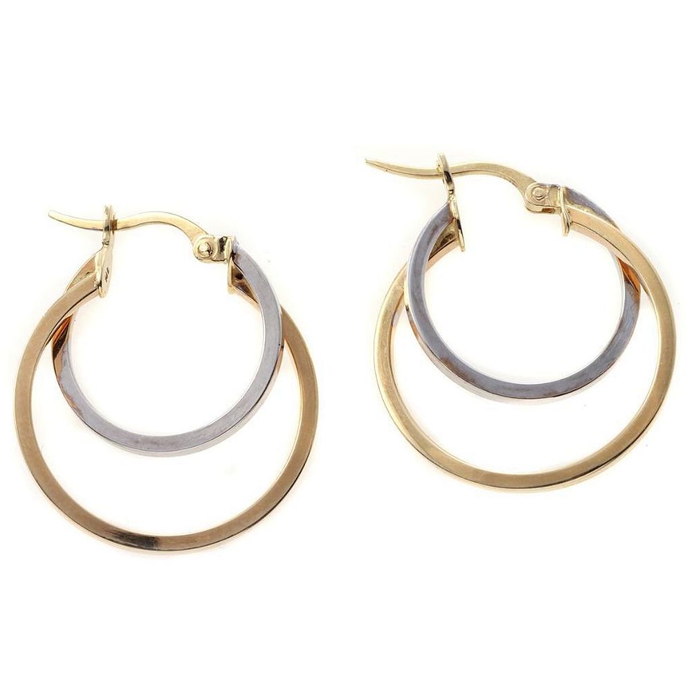 Appraisal: Pair of k bicolor hoop earrings weighing approximately grams length