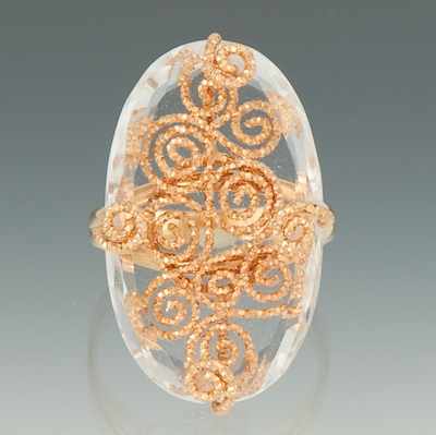 Appraisal: A Ladies' Rose Gold and Crystal Ring by Milor k