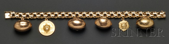 Appraisal: kt Gold Football Charm Bracelet the charms c s with