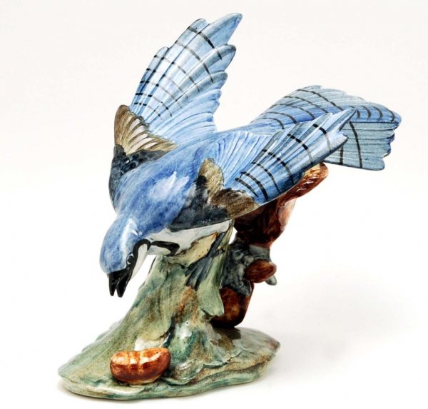 Appraisal: Stangl feeding blue jay with peanut Marked Stangl Pottery AL