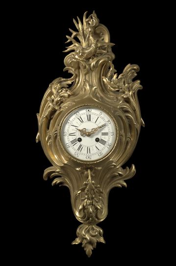 Appraisal: Attractive French Gilt-Brass Wall Clock third quarter th century in