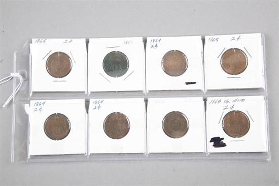 Appraisal: EIGHT EARLY TWO CENT PIECES Years include three four and