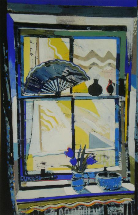 Appraisal: FRANK DOCHERTY SCOTTISH B MEWS WINDOW Signed mixed media cm